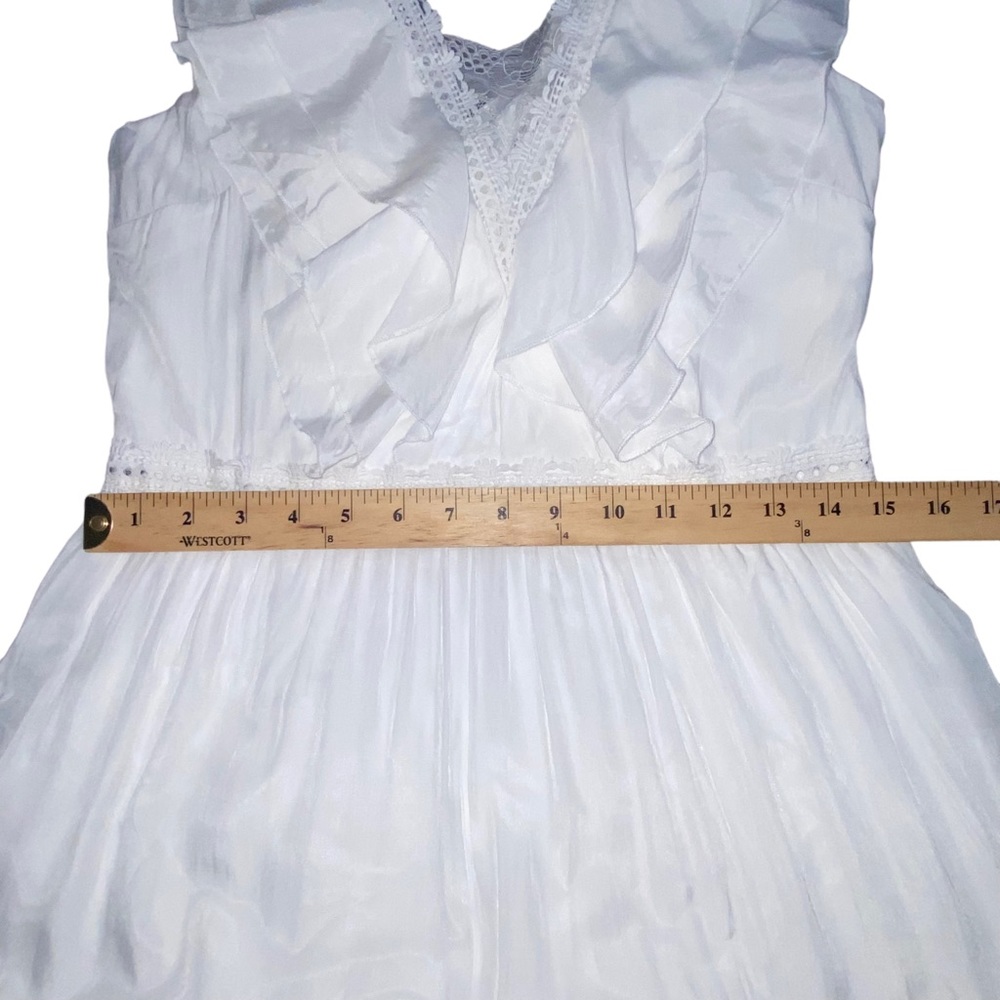 ✨NEW✨ Boho White Ruffled Maxi Lace Feminine Maxi Dress - Women’s Juniors Large - Picture 3 of 14